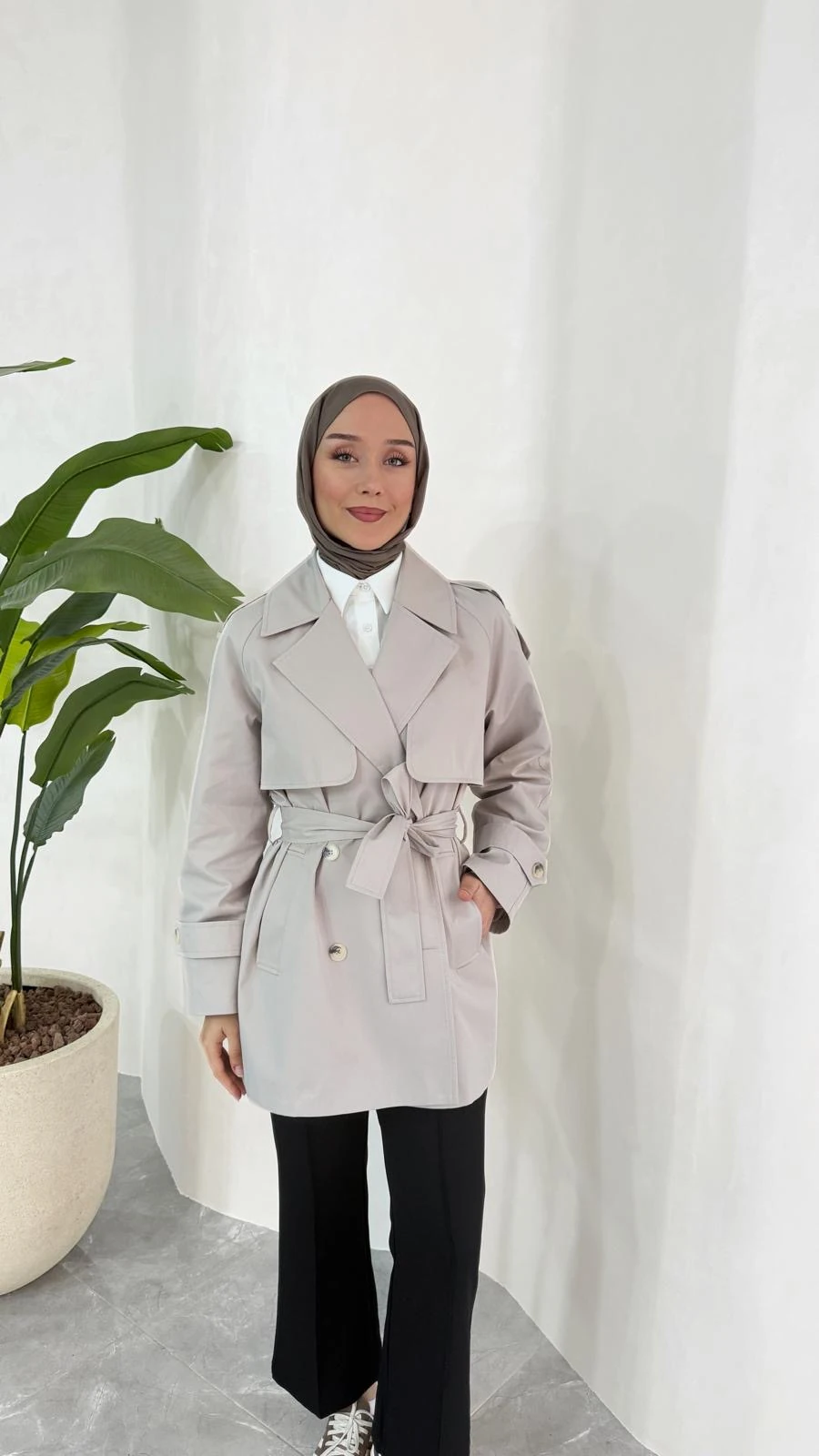 KISA COOL TRENÇKOT (TAŞ RENGİ)