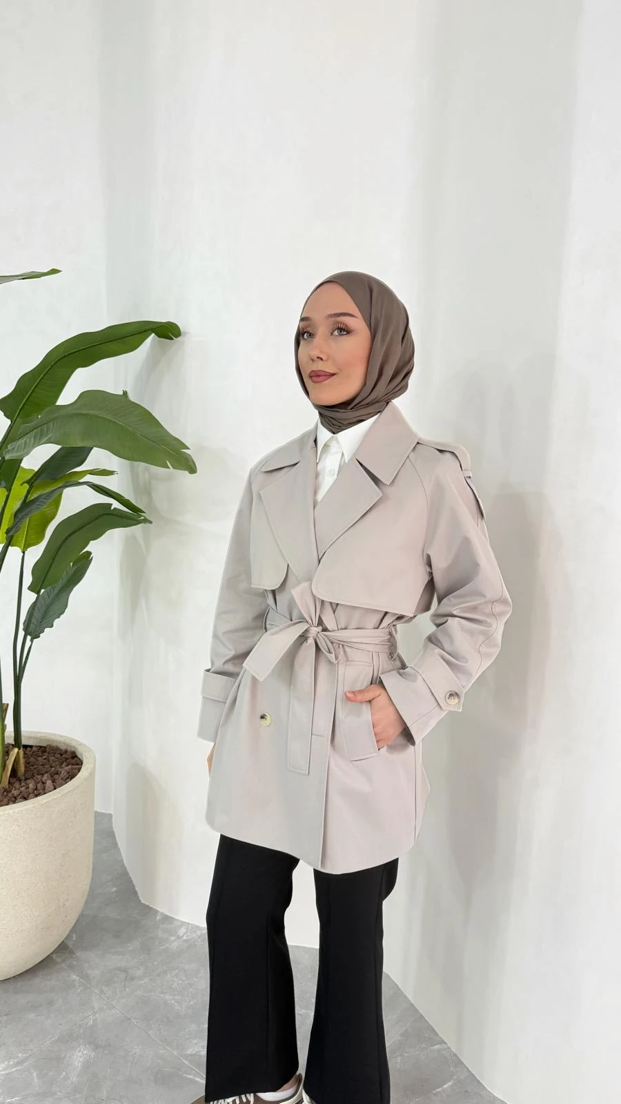 KISA COOL TRENÇKOT (TAŞ RENGİ)