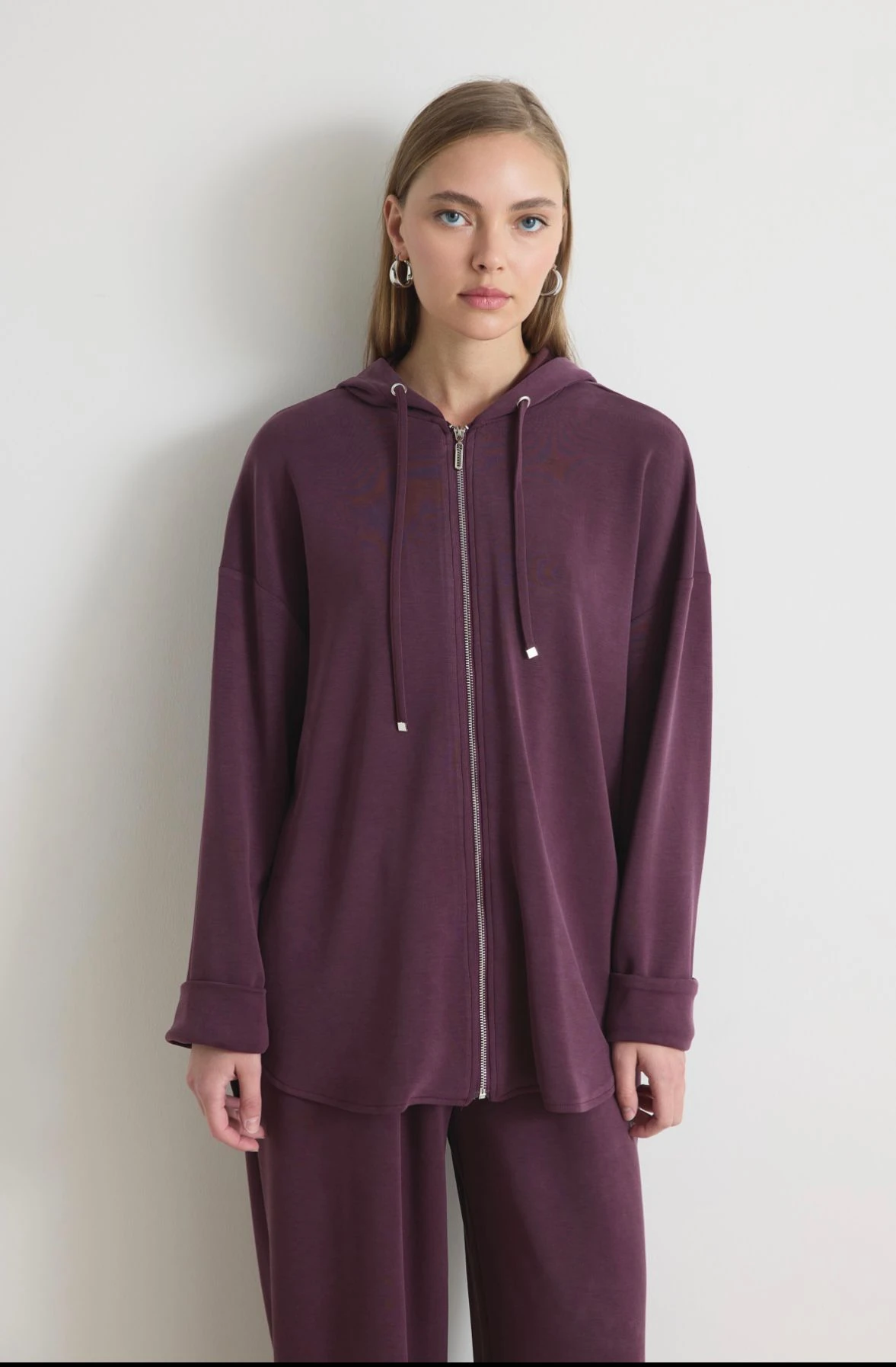 OYSHO KUMAŞ BASİC KAPÜŞONLU TAKIM (BORDO)