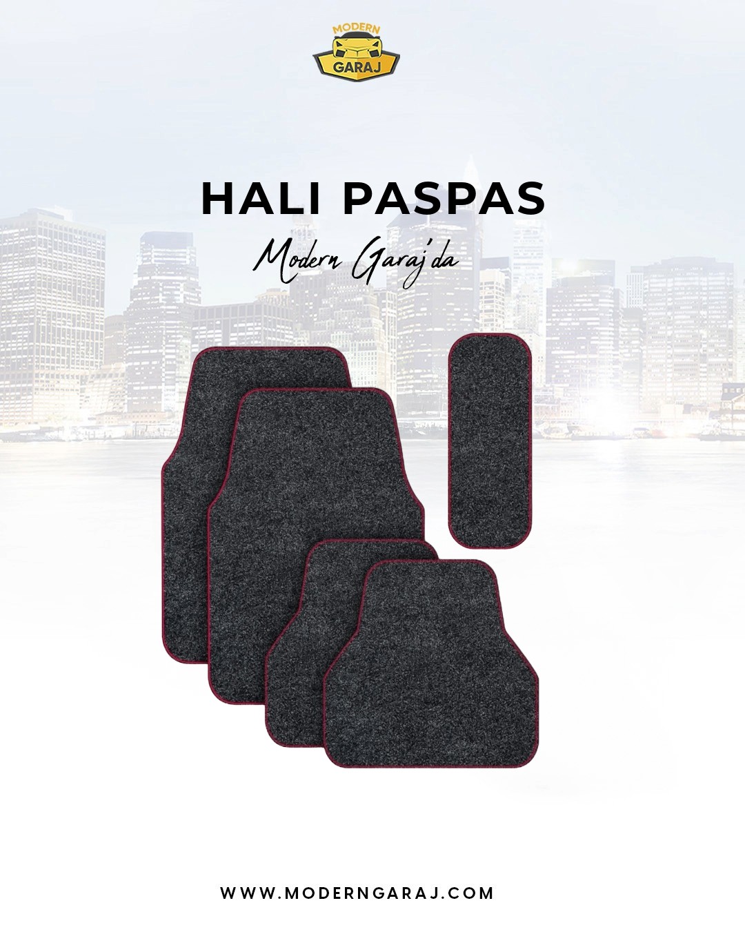 Halı Paspas 5 Parça - Füme