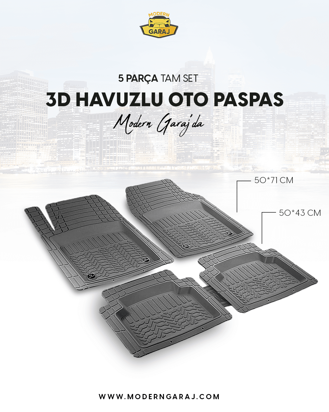 3d Havuzlu Paspas 5 parça