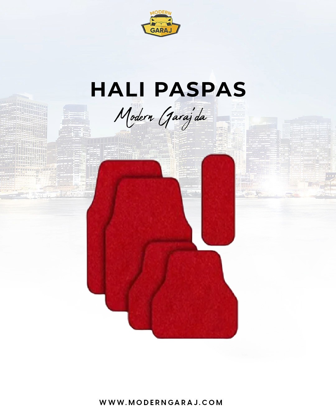 Halı Paspas 5 Parça - Kırmızı