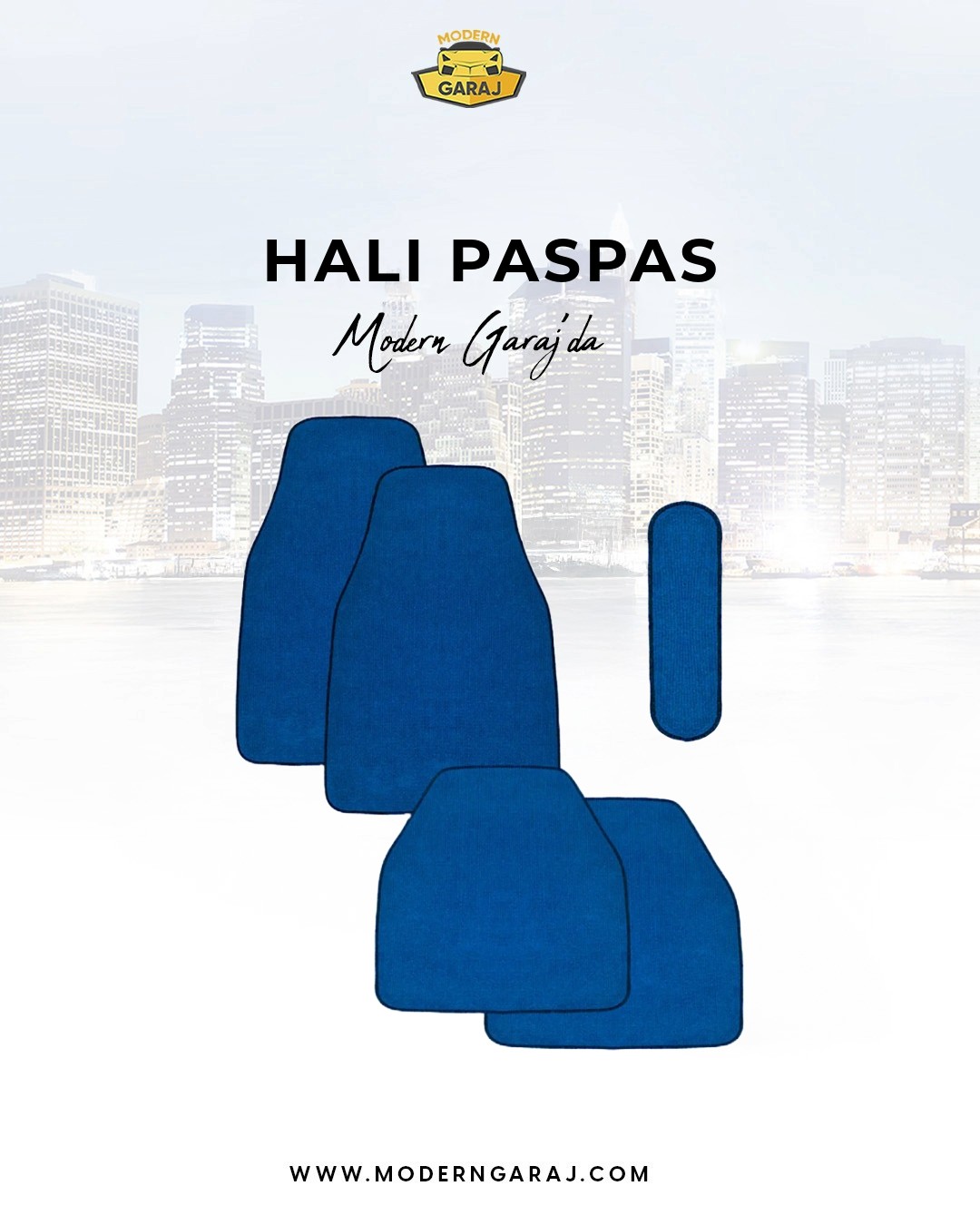 Halı Paspas 5 Parça - Mavi