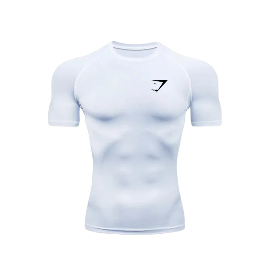 Gymshark Beyaz / Siyah Sağda logo Compression T-shirt