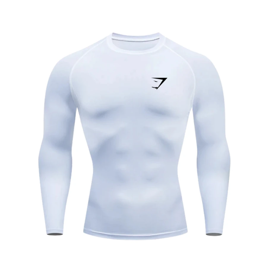 Gymshark Beyaz / Siyah Uzun kol Sağda logo Compression
