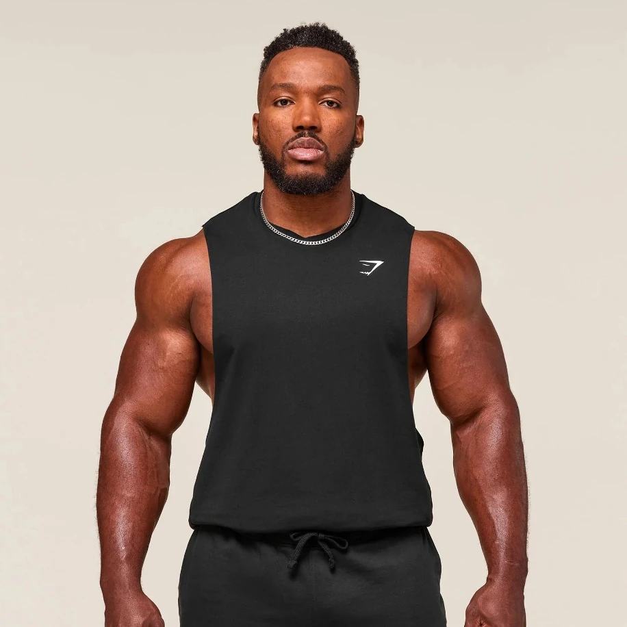 Gymshark Siyah / Beyaz Sıfır Kol Atlet