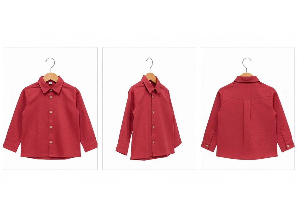 Favorimkids Bordo Pamuklu Erkek Bebek Gömlek 1-5