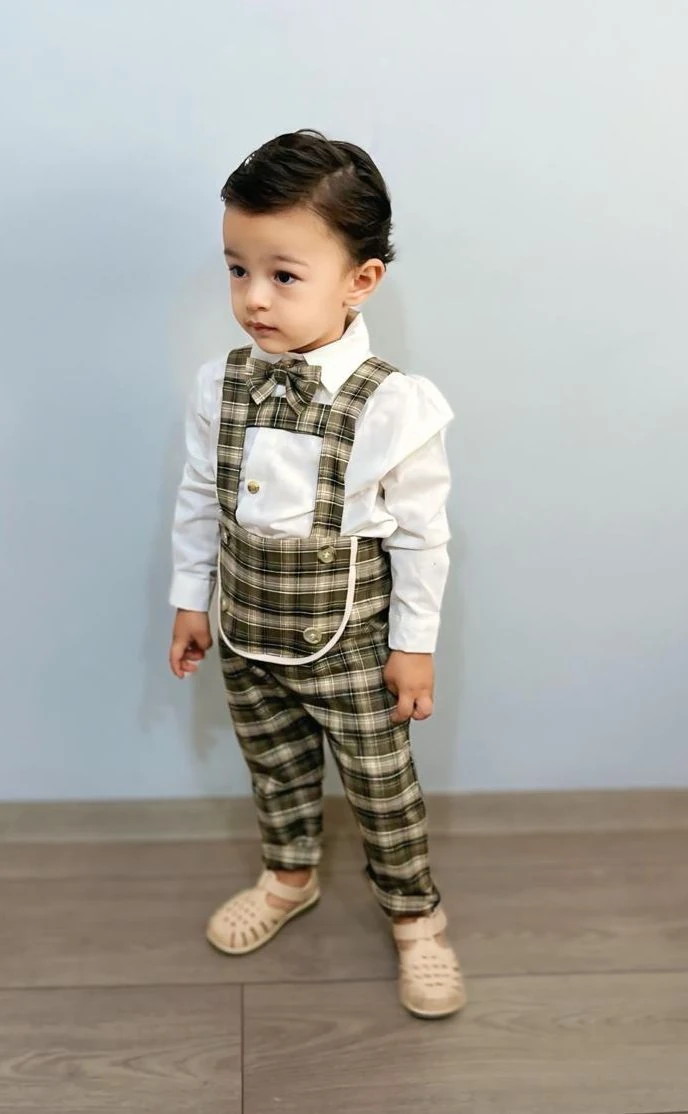 Favorimkids Pamuklu Bebek Çocuk Çizgili Salopet Takım 3 lü set 