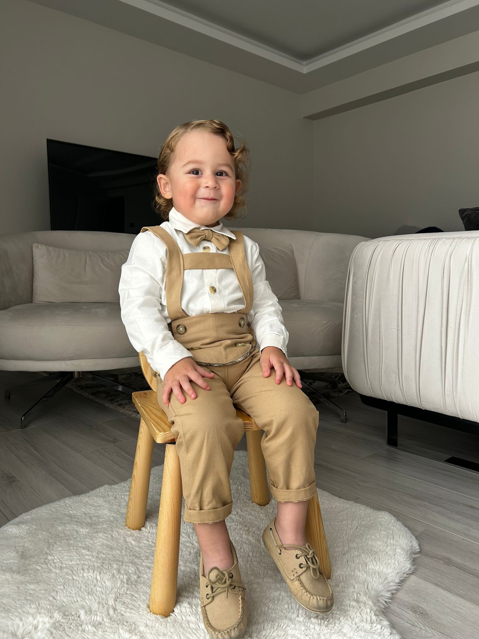 Favorimkids Salopet Takım 3 lü set Gömlek Salopet Papyon 