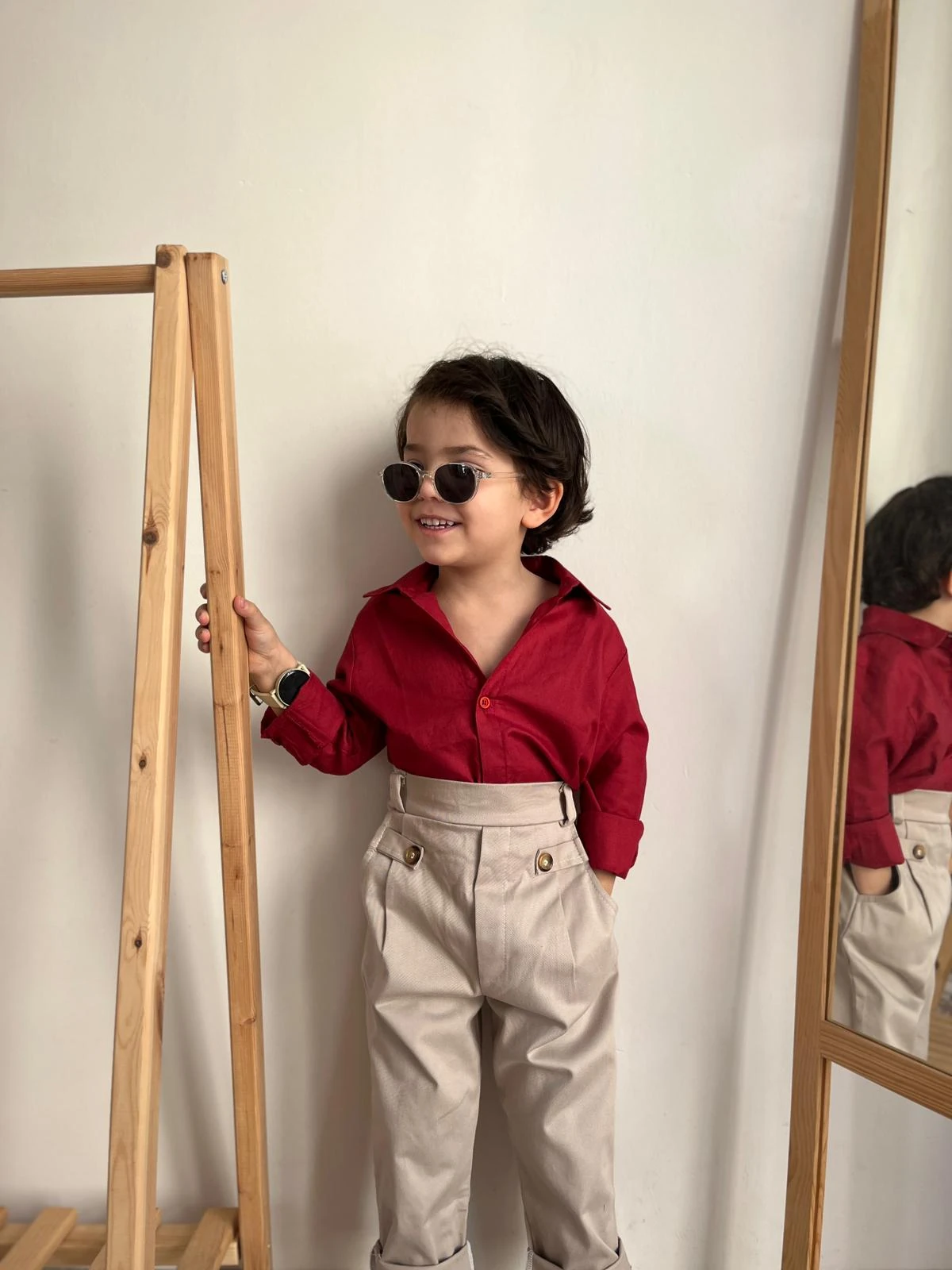 Favorimkids Yeni Premium Bordo Gömlek Takım ( Pantalon Gömlek )