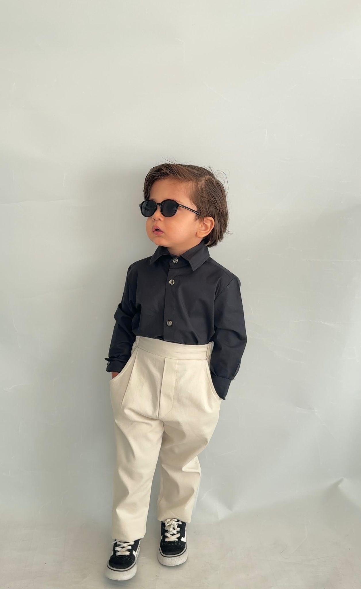 Favorimkids Bebek Çocuk siyah Krem Uzun Kollu Pantalon Gömlek Takım 1-5 yaş new4
