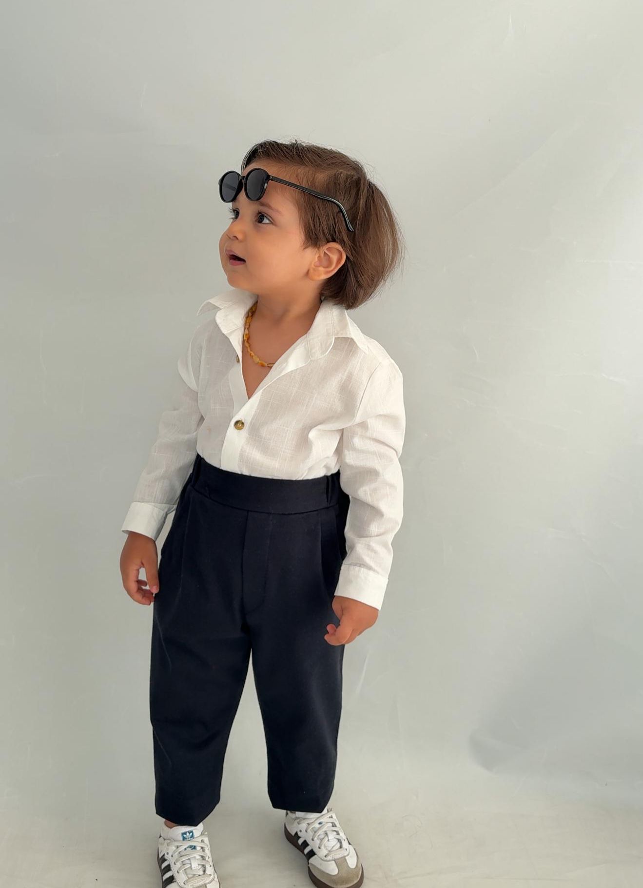 Favorimkids Bebek Çocuk siyah beyaz  Uzun Kollu Pantalon Gömlek Takım 1-5 yaş new5