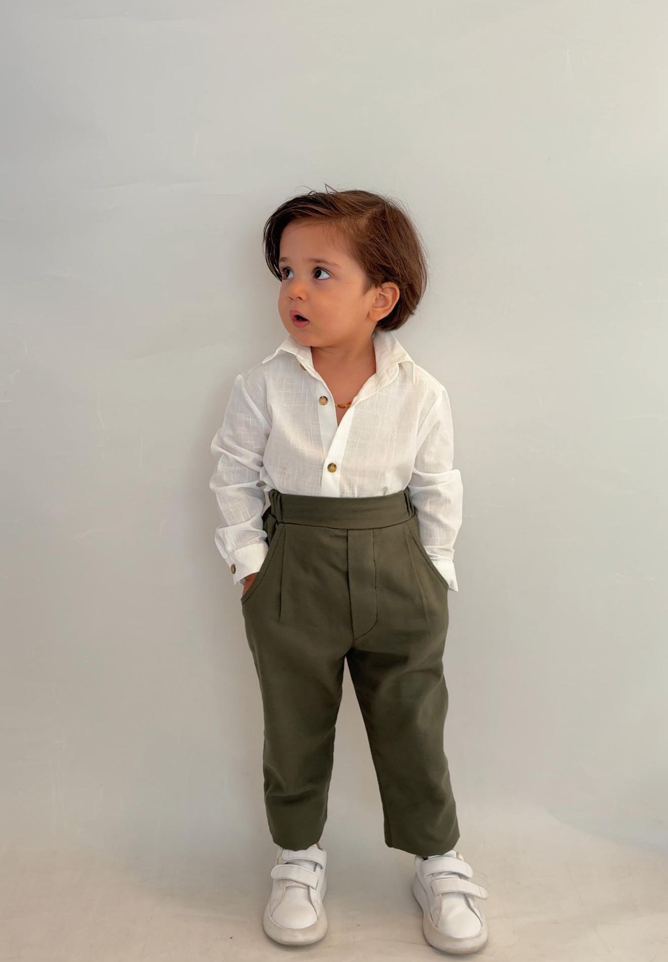 Favorimkids Bebek Çocuk yeşil beyaz  Uzun Kollu Pantalon Gömlek Takım 1-5 yaş new6