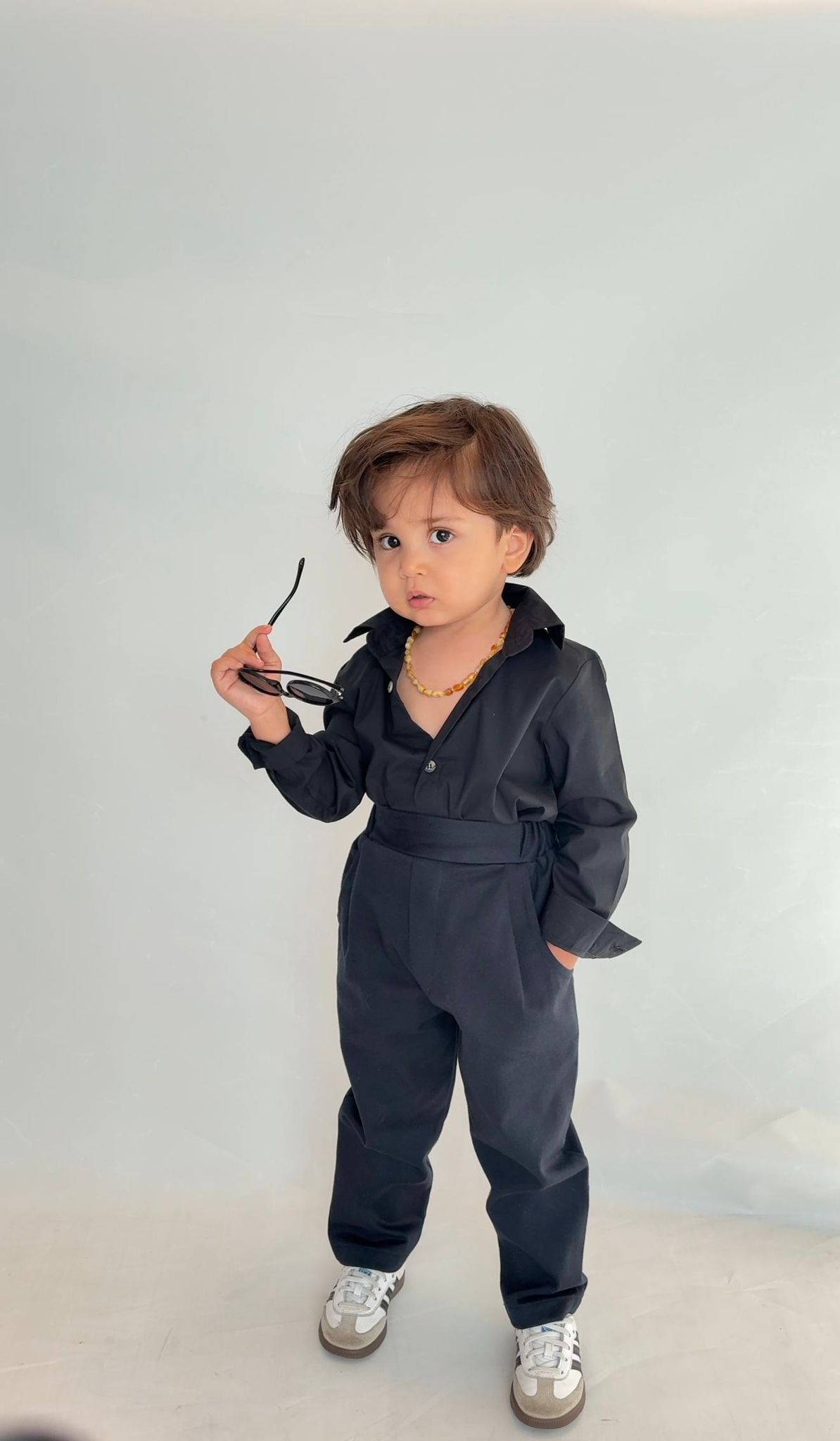 Favorimkids Bebek Çocuk siyah Uzun Kollu Pantalon Gömlek Takım 1-5 yaş new7