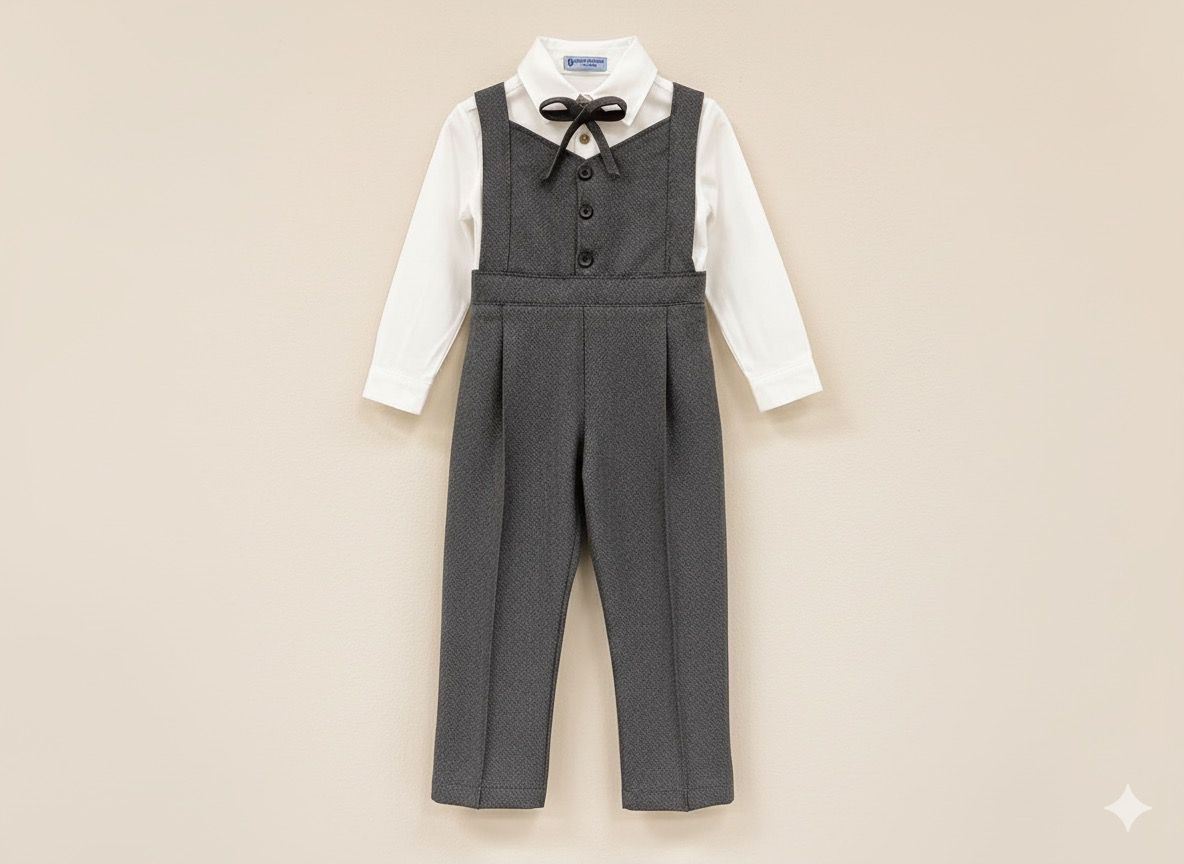 Favorimkids GRİ Tulum Yelekli Takım Pamuklu Bebek Çocuk 1-6 yaş 