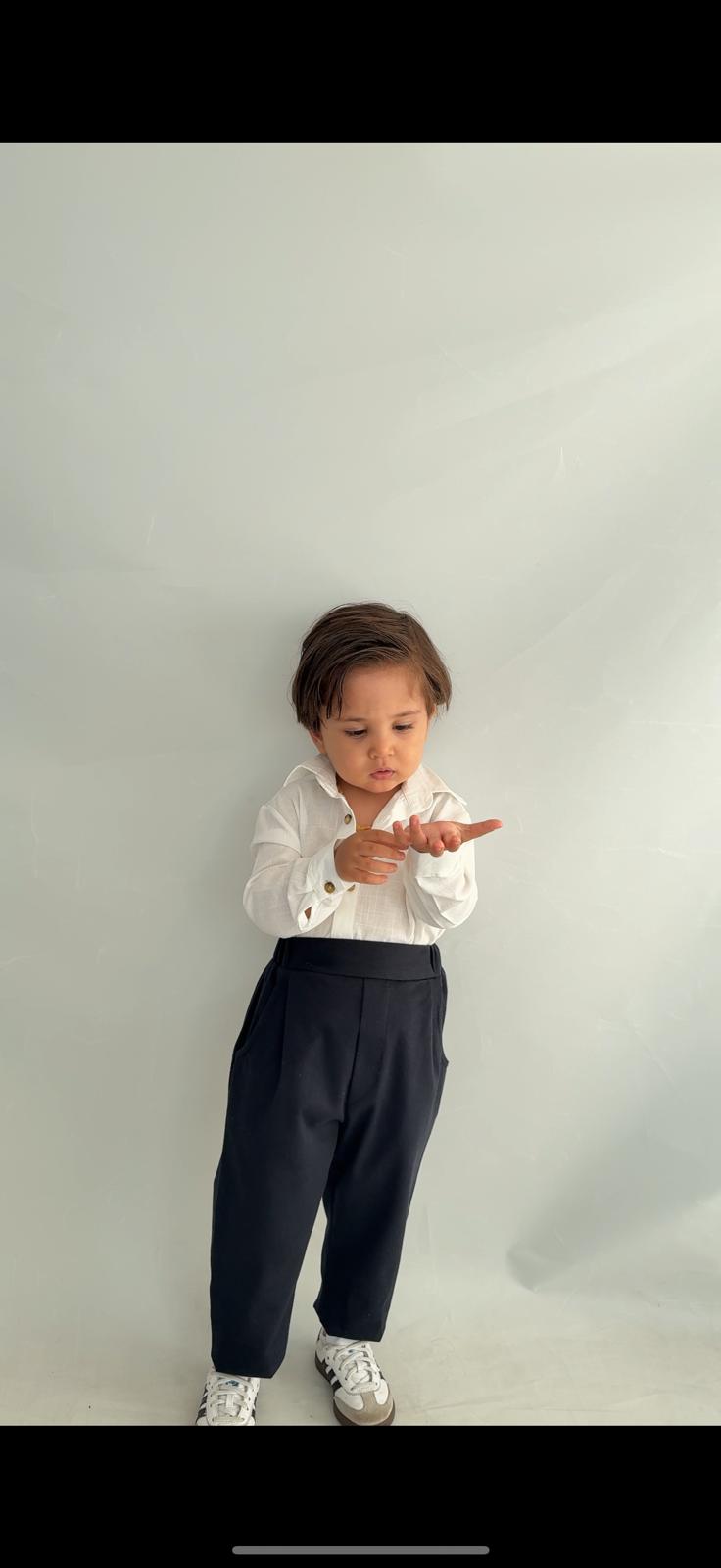 Favorimkids Bebek Çocuk siyah beyaz  Uzun Kollu Pantalon Gömlek Takım 1-5 yaş new5