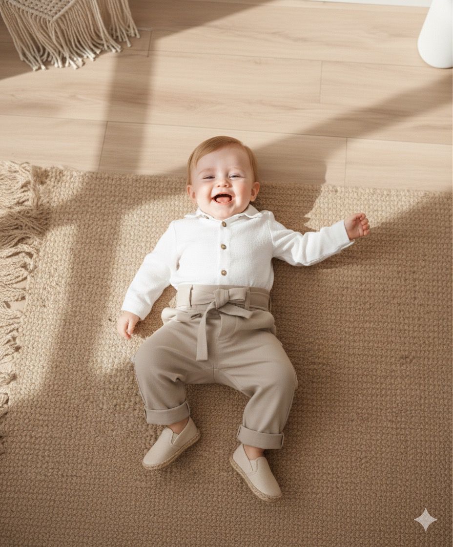 Favorimkids Krem Pantalon Beyaz  Gömlek Bebek Çocuk ALT ÜST Takım -3-