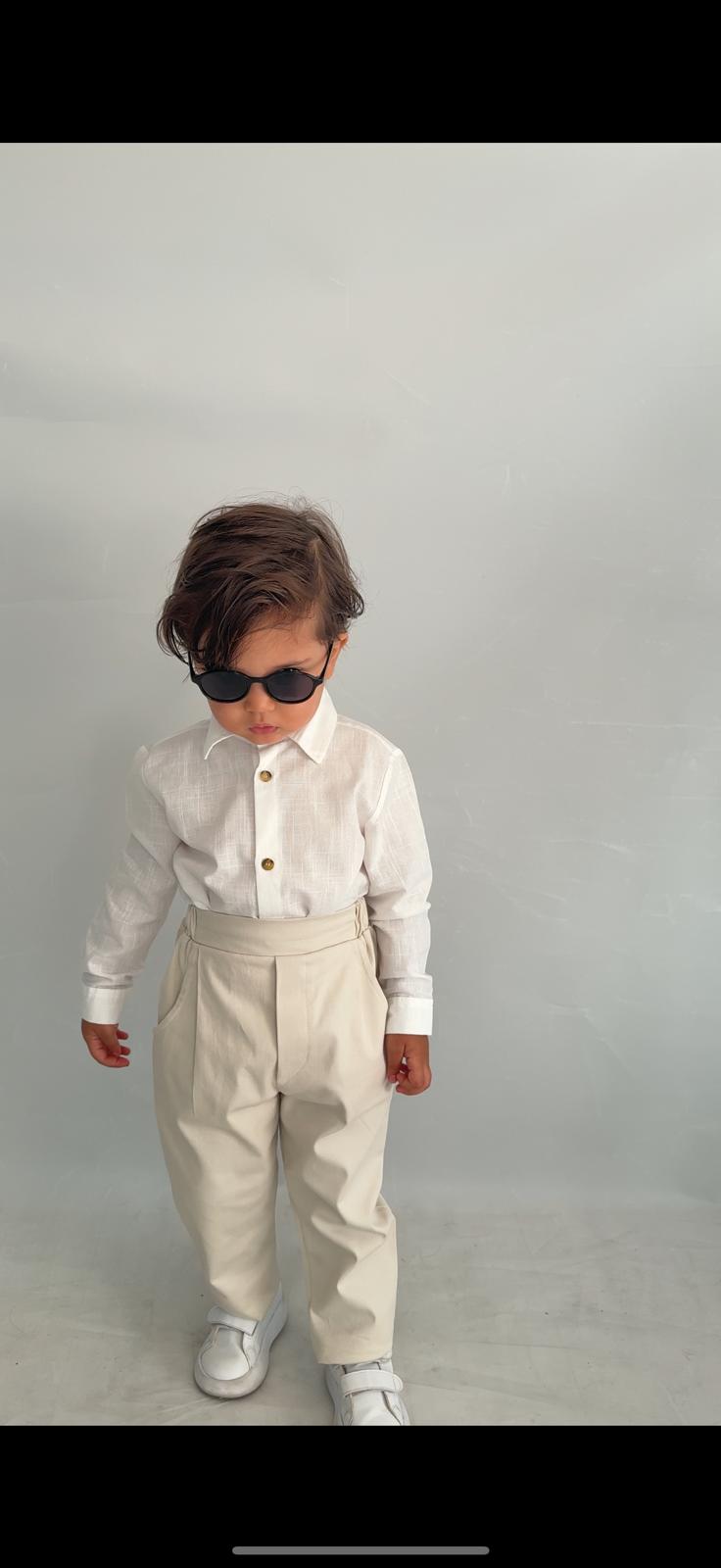 Favorimkids Bebek Çocuk Krem Uzun Kollu Pantalon Gömlek Takım 1-5 yaş new2 