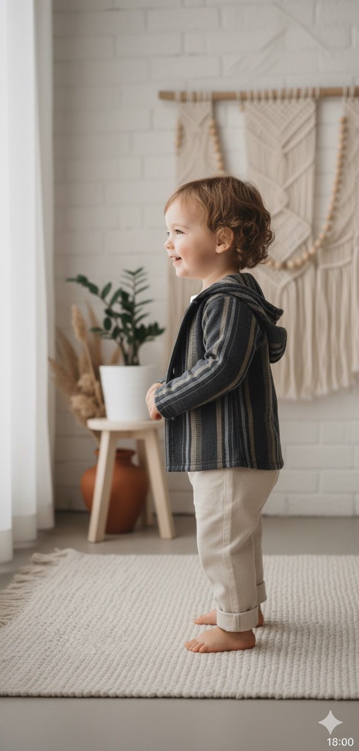 Favorimkids Çizgili  Pamuklu  Kapşonlu Sweat  Alt Üst Takım Bebek Çocuk -2-