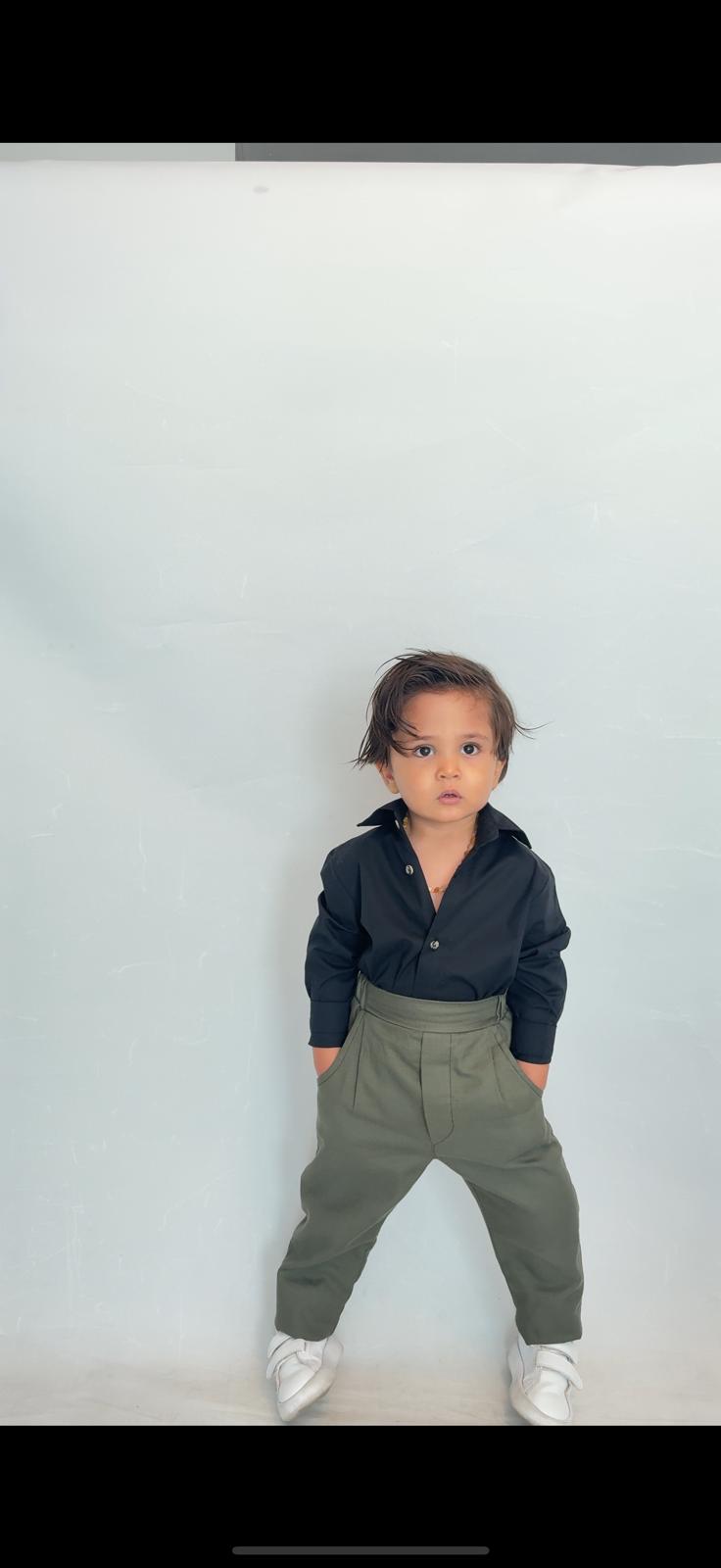 Favorimkids Bebek Çocuk siyah yeşil Uzun Kollu Pantalon Gömlek Takım 1-5 yaş new3