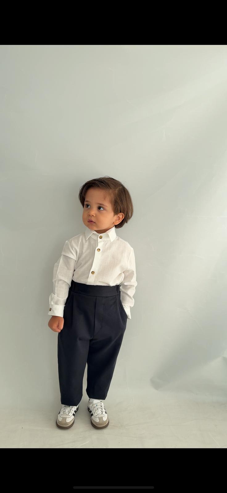 Favorimkids Bebek Çocuk siyah beyaz  Uzun Kollu Pantalon Gömlek Takım 1-5 yaş new5