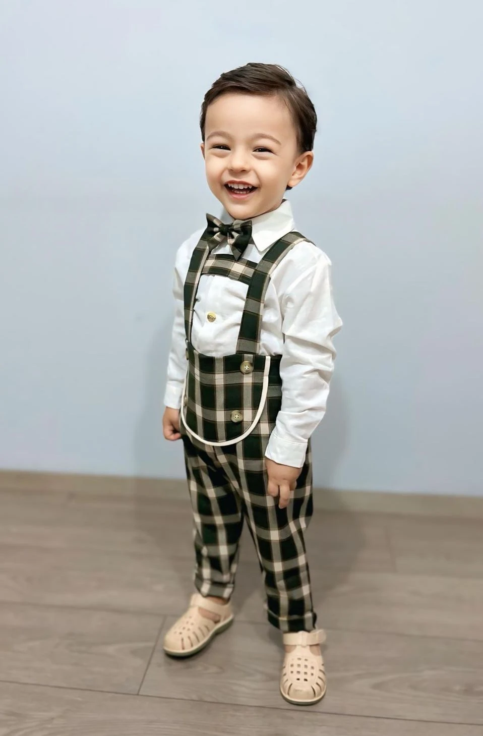 Favorimkids  Pamuklu Bebek Çocuk  Yeşil Çizgili Salopet Takım 3 lü set