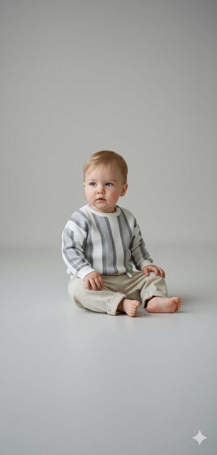 Favorimkids Çizgili  Pamuklu Sweat  Alt Üst Takım Bebek Çocuk -1-