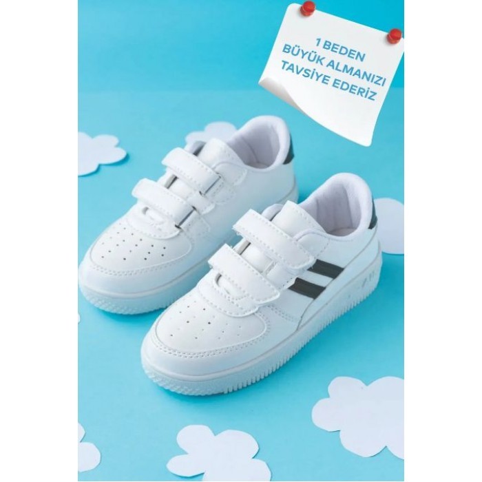 Favorimkids Siyah Beyaz Unisex Bebek Çocuk Spor Ayakkabı Sneakers Okul Ayakkabısı