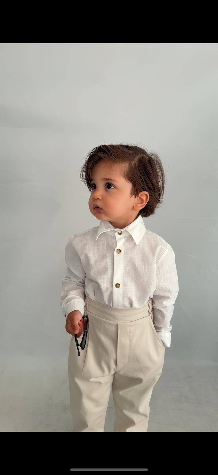 Favorimkids Bebek Çocuk Krem Uzun Kollu Pantalon Gömlek Takım 1-5 yaş new2 