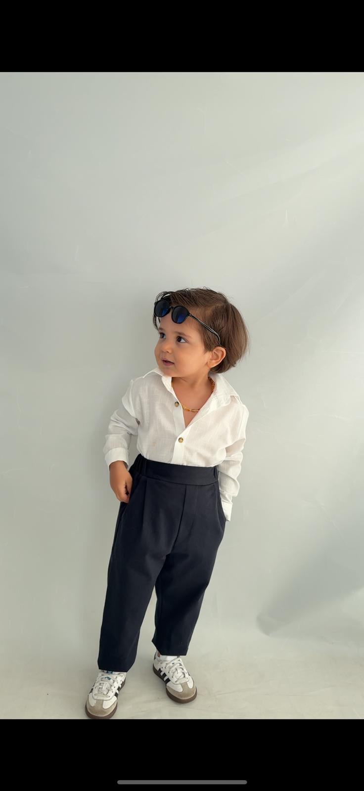 Favorimkids Bebek Çocuk siyah beyaz  Uzun Kollu Pantalon Gömlek Takım 1-5 yaş new5