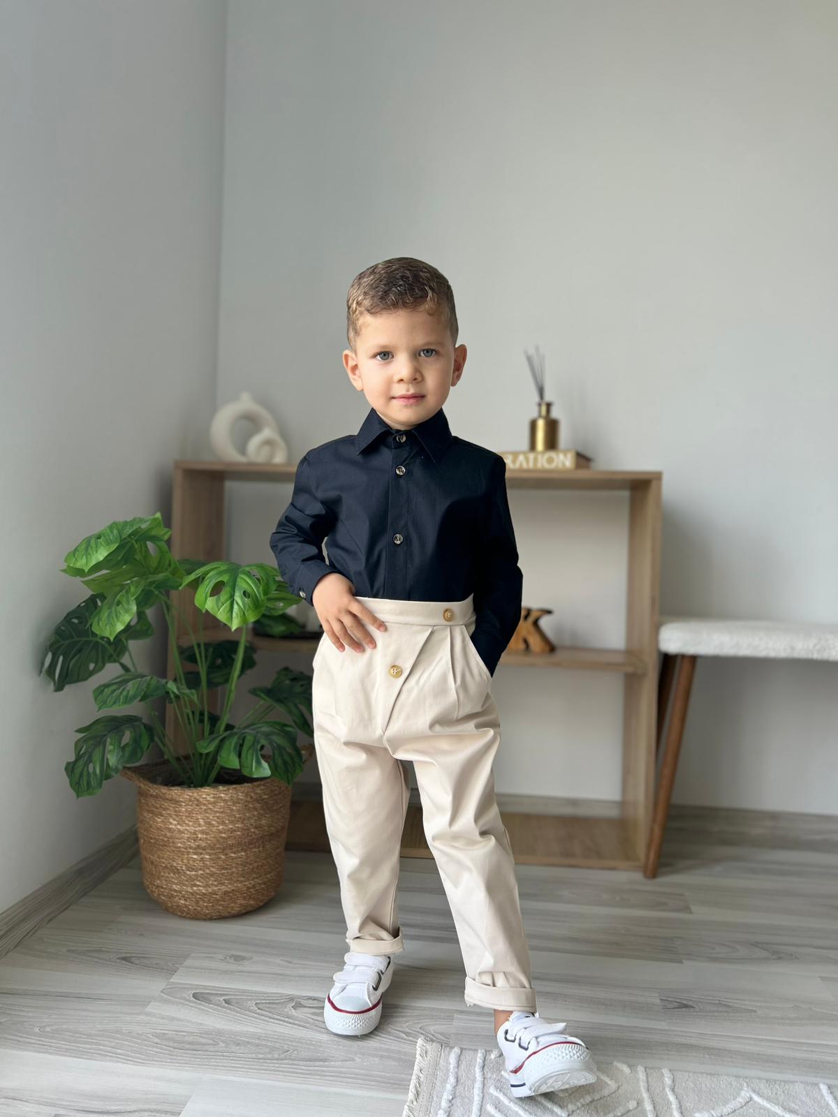Favorimkids Bebek Çocuk Pantalon Siyah uzun  Gömlek Takım 1-5 yaş 