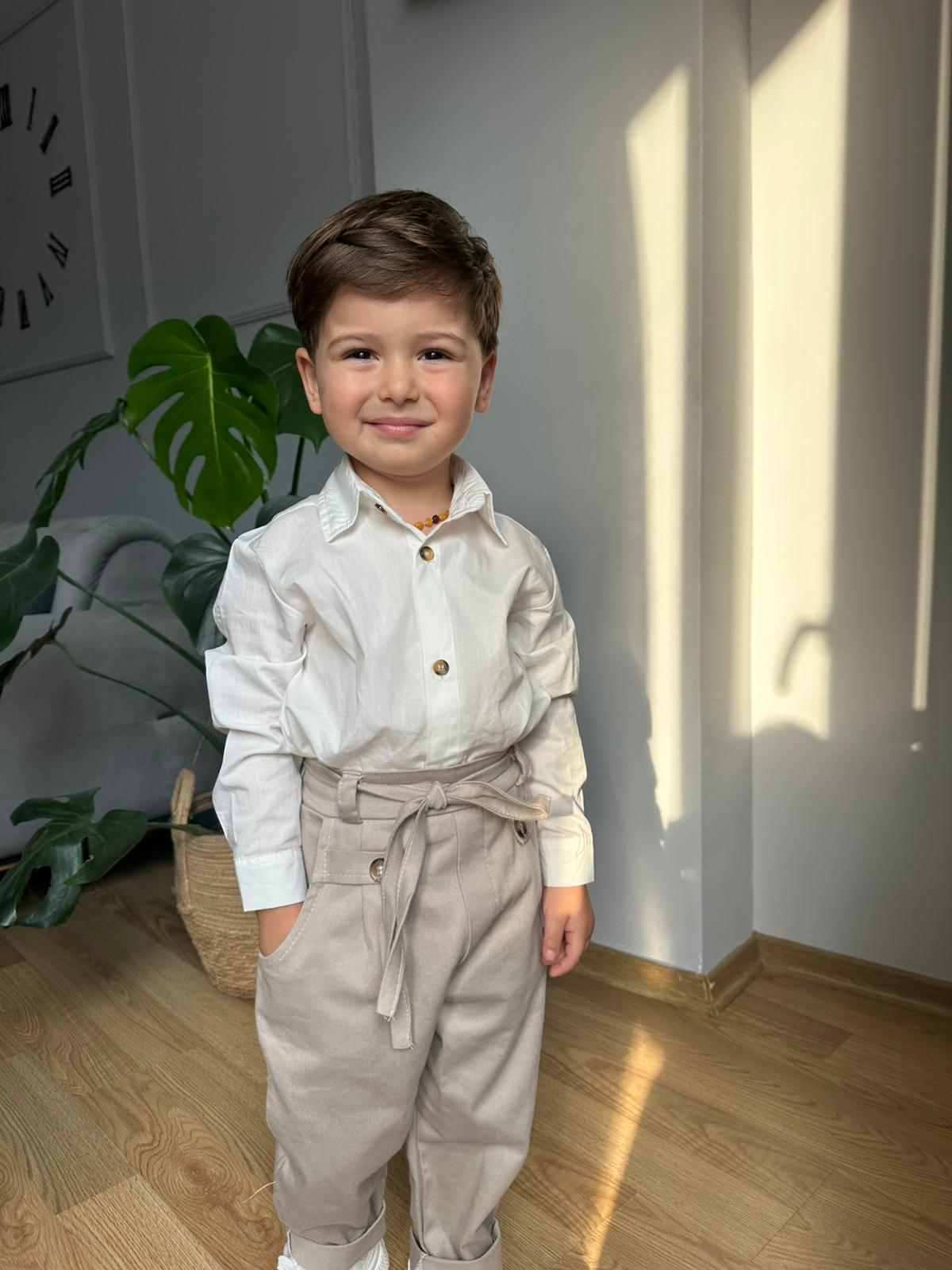 Favorimkids Bebek Kemerli Takım Pamuklu Pantalon ve Gömlek 