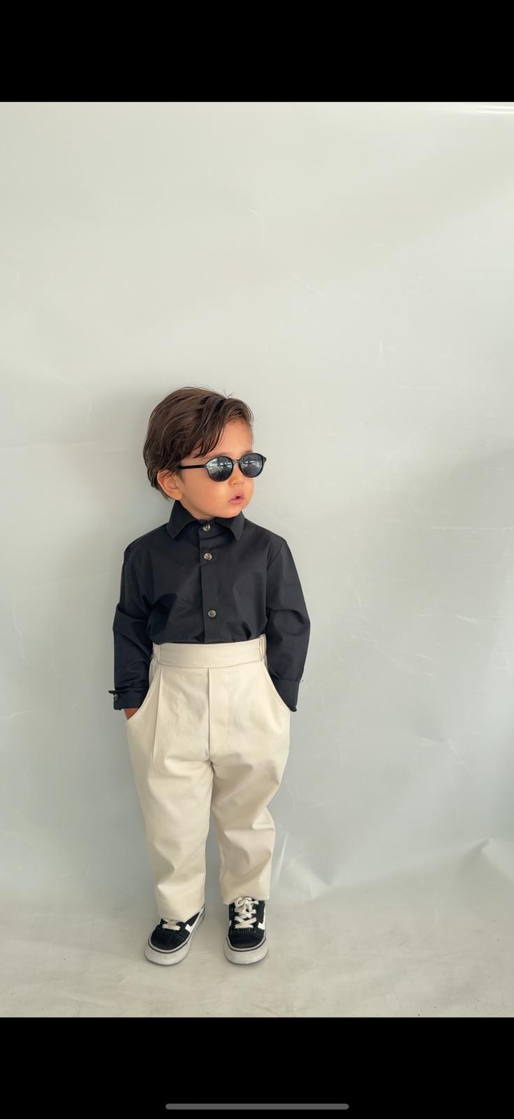 Favorimkids Bebek Çocuk siyah Krem Uzun Kollu Pantalon Gömlek Takım 1-5 yaş new4