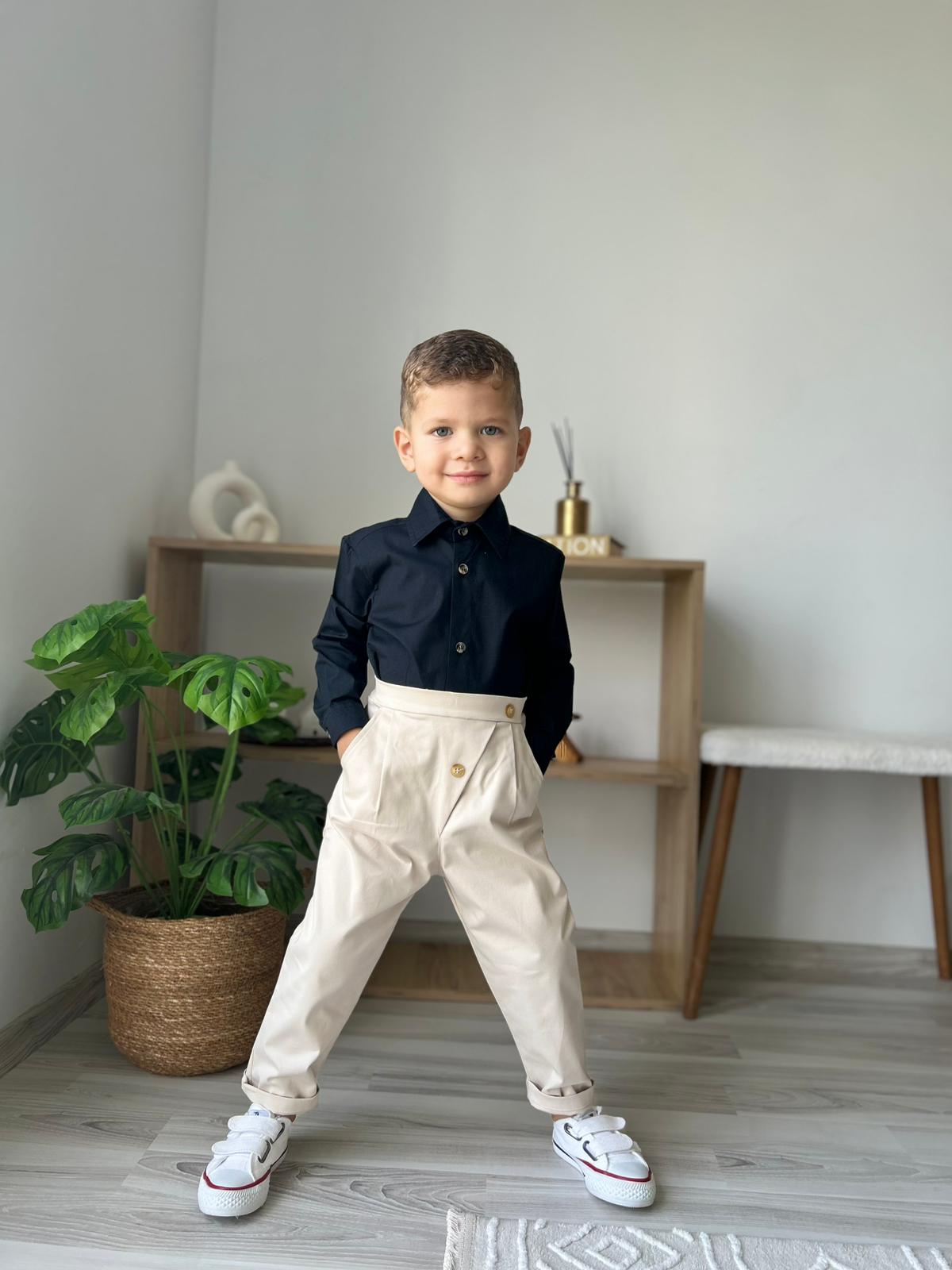 Favorimkids Bebek Çocuk Pantalon Siyah uzun  Gömlek Takım 1-5 yaş 