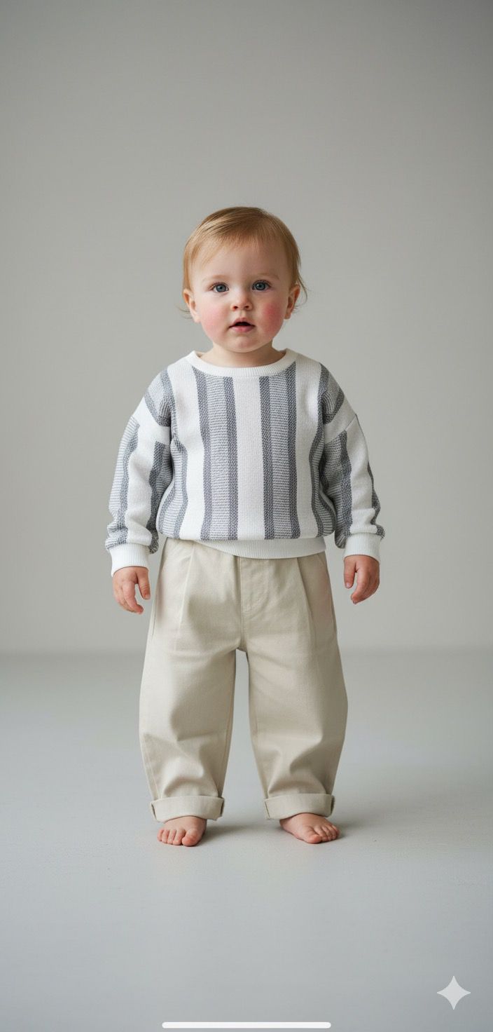 Favorimkids Çizgili  Pamuklu Sweat  Alt Üst Takım Bebek Çocuk -1-