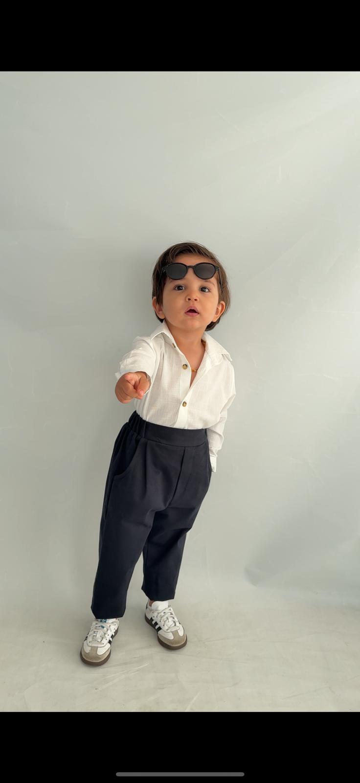 Favorimkids Bebek Çocuk siyah beyaz  Uzun Kollu Pantalon Gömlek Takım 1-5 yaş new5