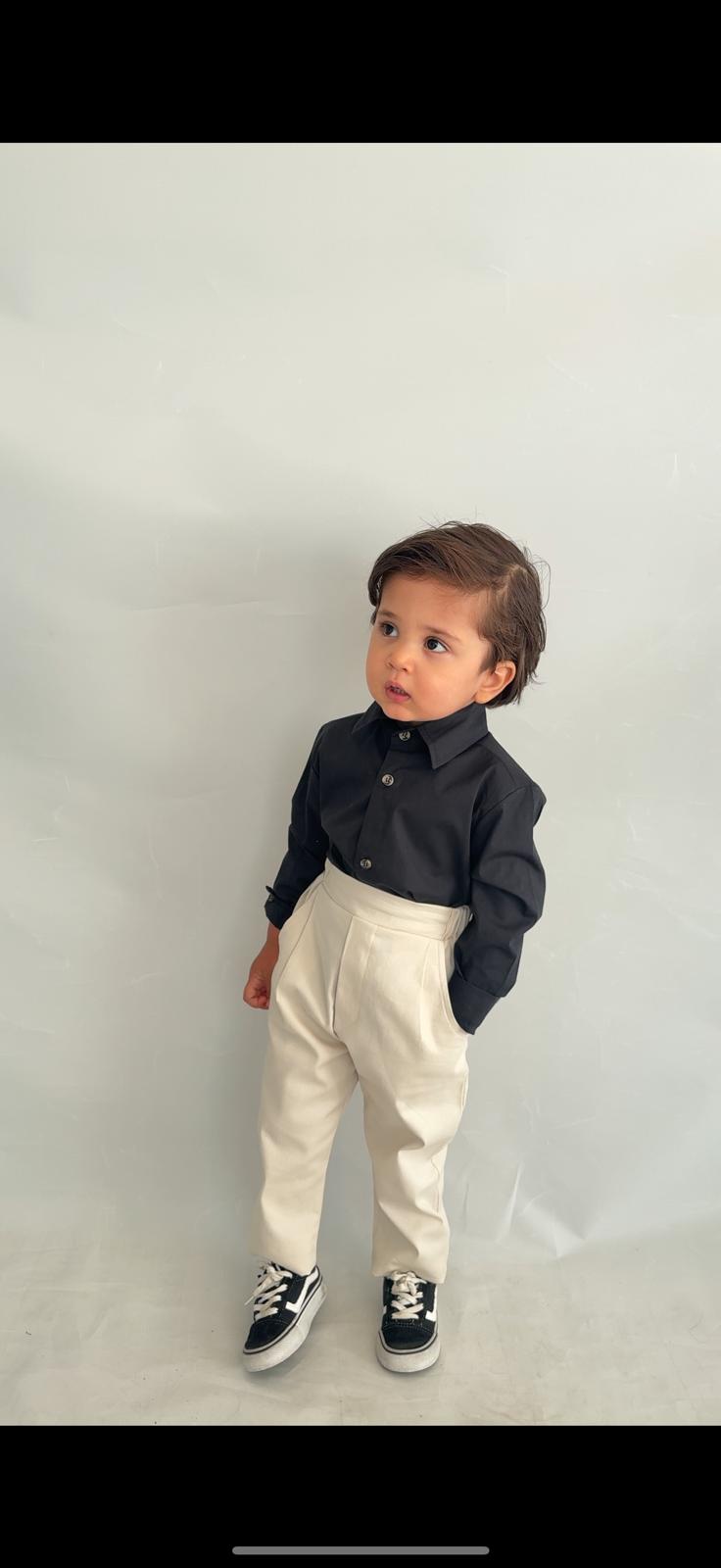 Favorimkids Bebek Çocuk siyah Krem Uzun Kollu Pantalon Gömlek Takım 1-5 yaş new4