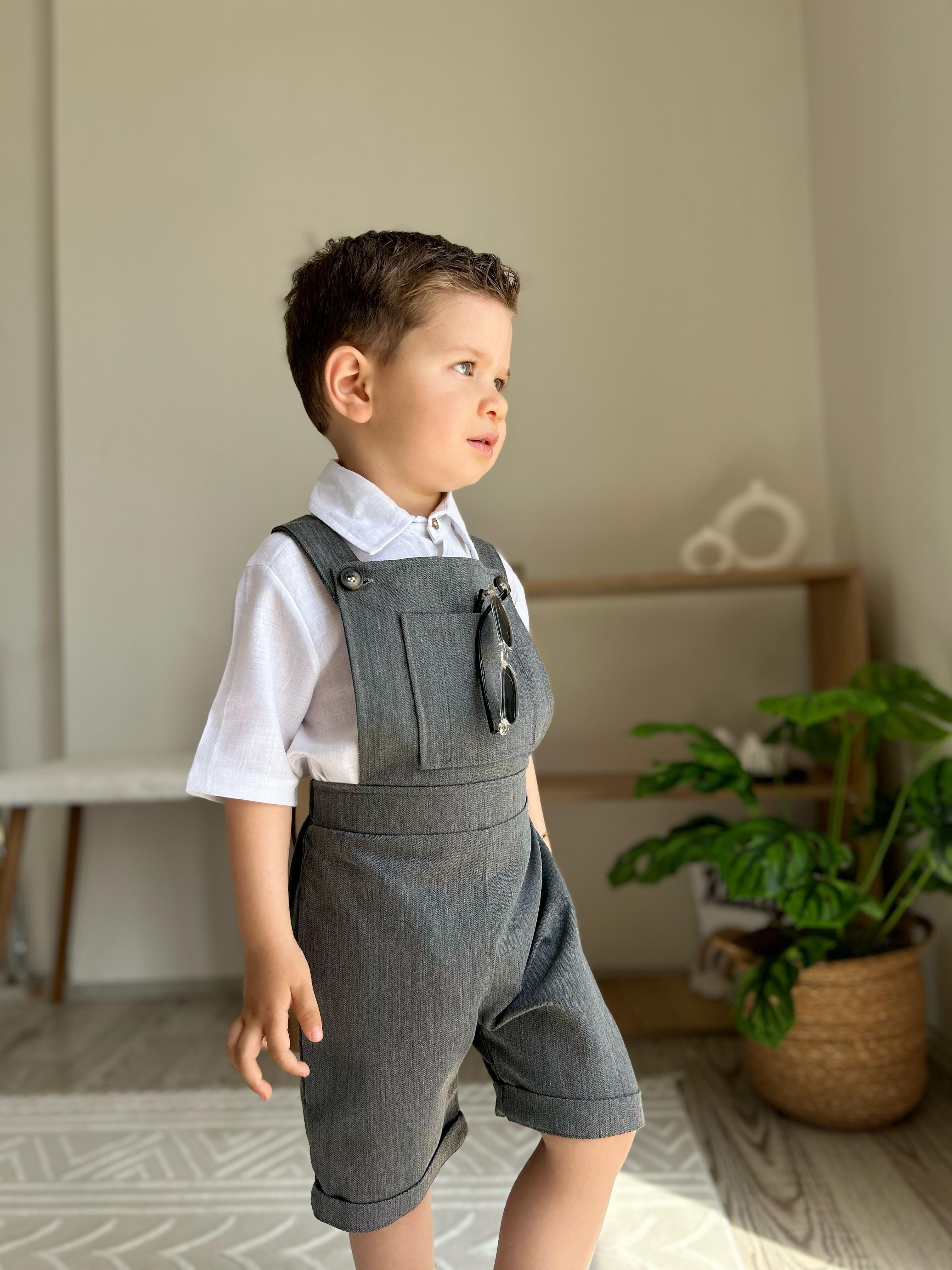 Favorimkids Yeni Önden Cepli Salopet Takım salopet Gömlek 2 li set  1-6 Yaş 