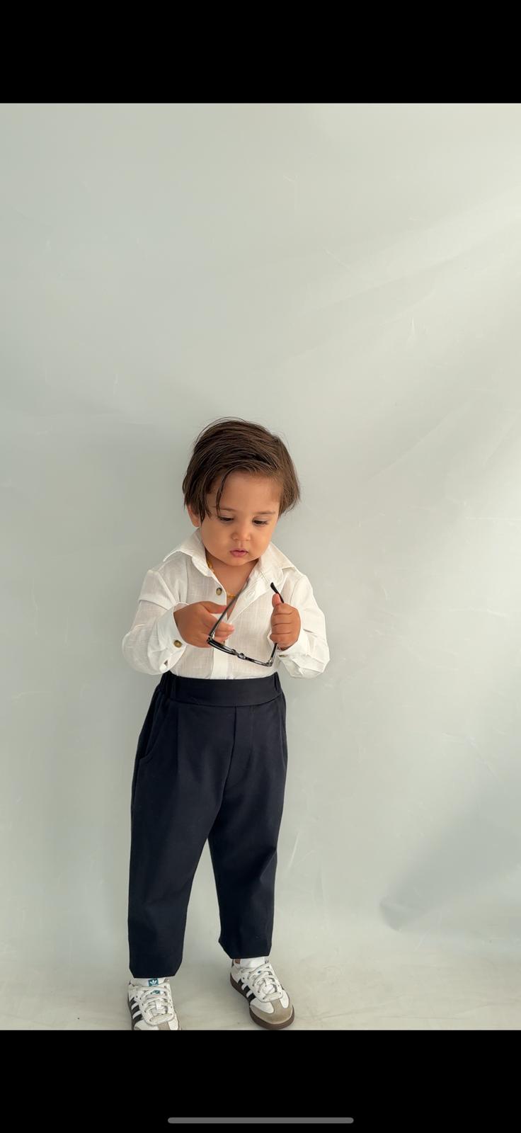 Favorimkids Bebek Çocuk siyah beyaz  Uzun Kollu Pantalon Gömlek Takım 1-5 yaş new5