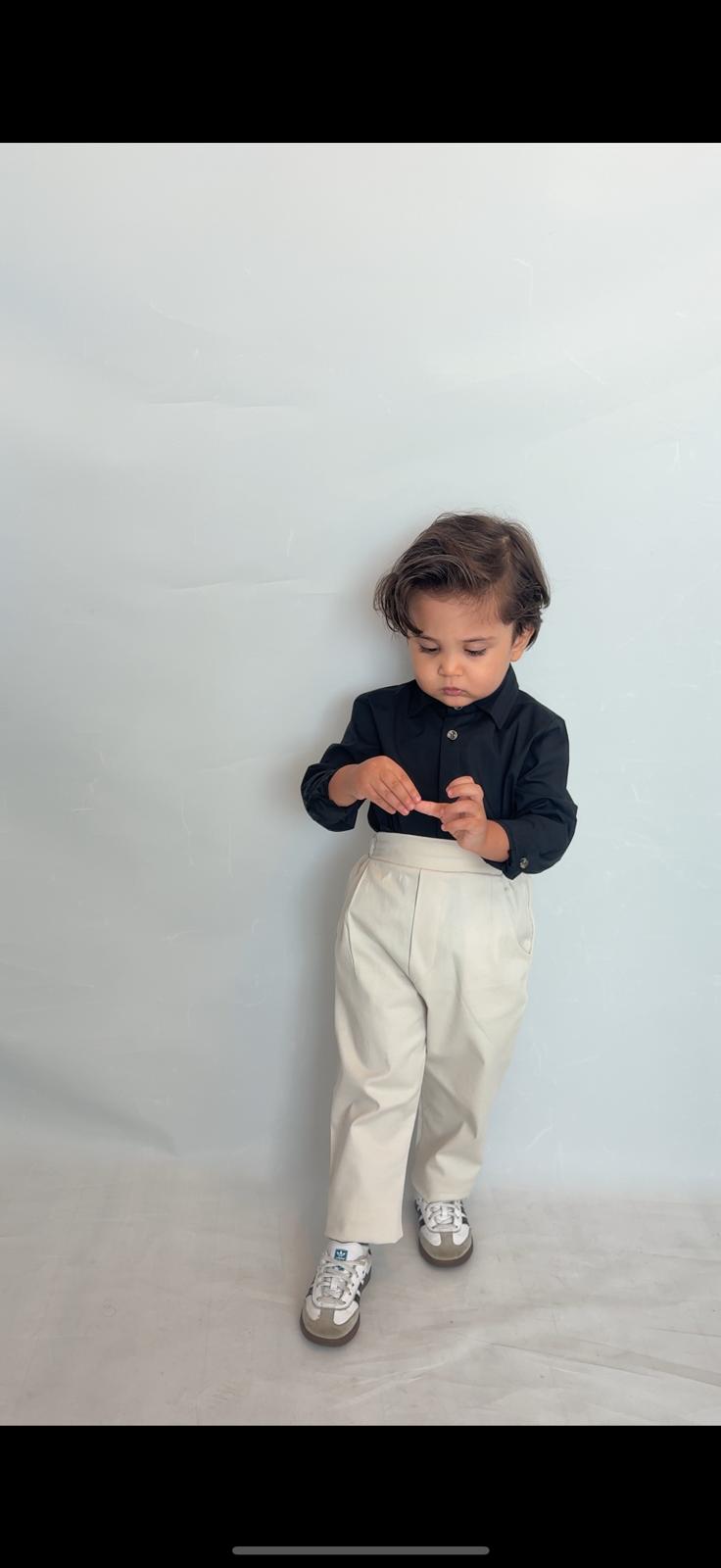 Favorimkids Bebek Çocuk siyah Krem Uzun Kollu Pantalon Gömlek Takım 1-5 yaş new4