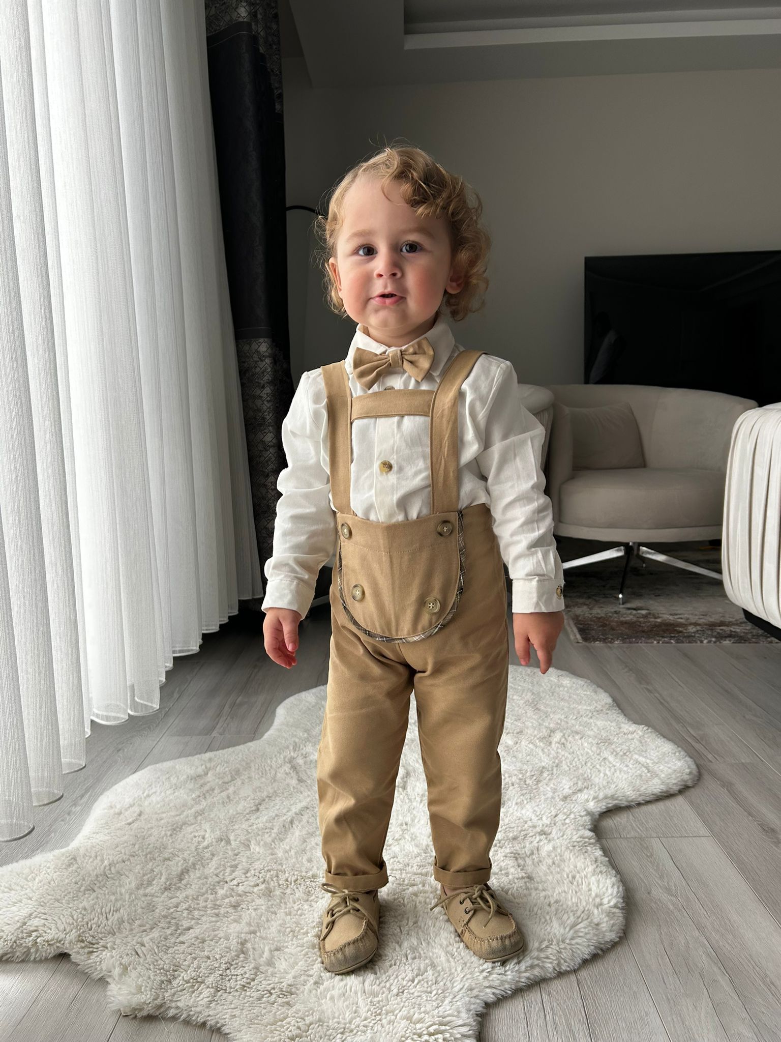 Favorimkids Salopet Takım 3 lü set Gömlek Salopet Papyon 