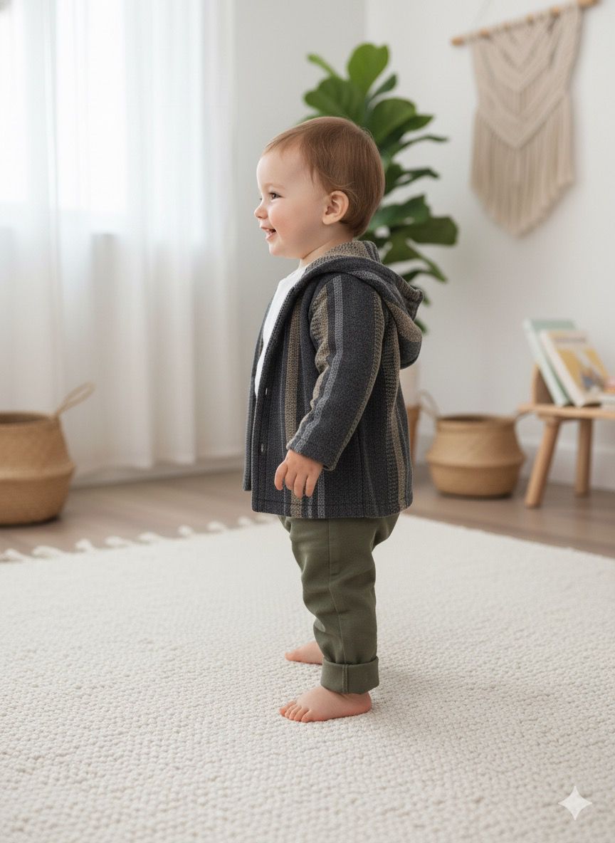Favorimkids Çizgili  Pamuklu  Kapşonlu Sweat  Alt Üst Takım Bebek Çocuk -3-