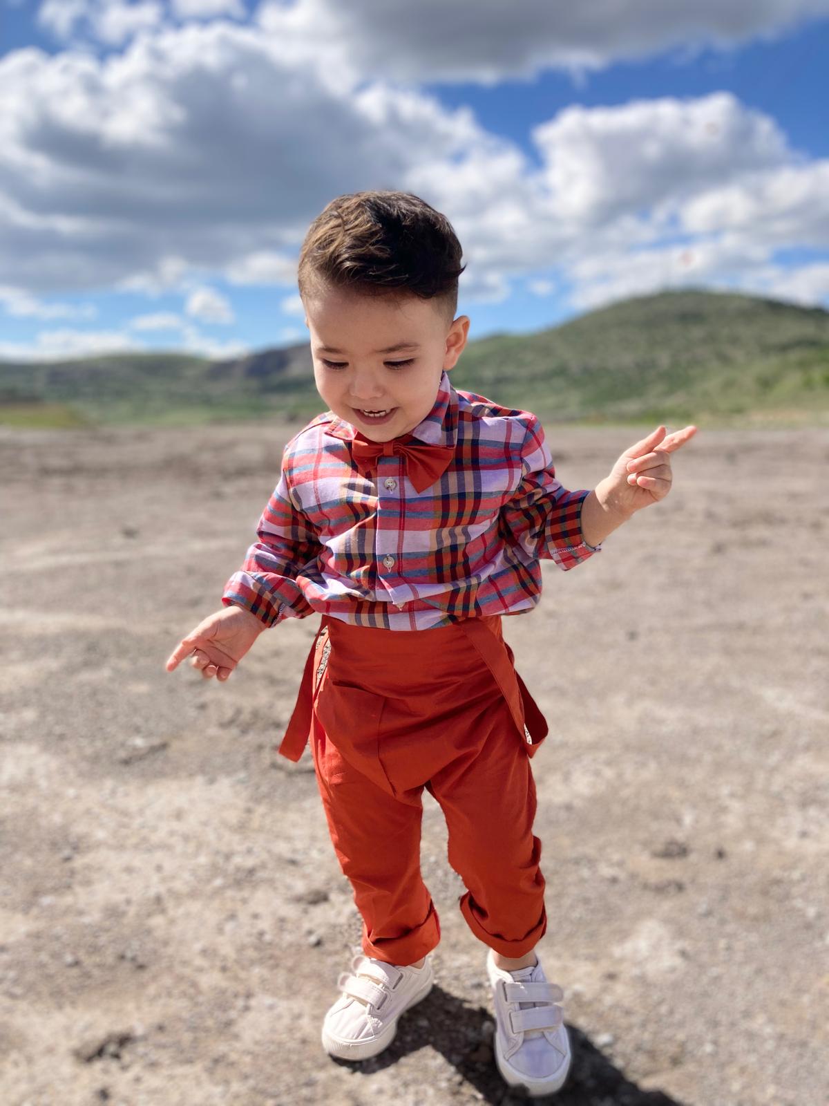 Favorimkids yeni kareli renkli Salopet Takım 