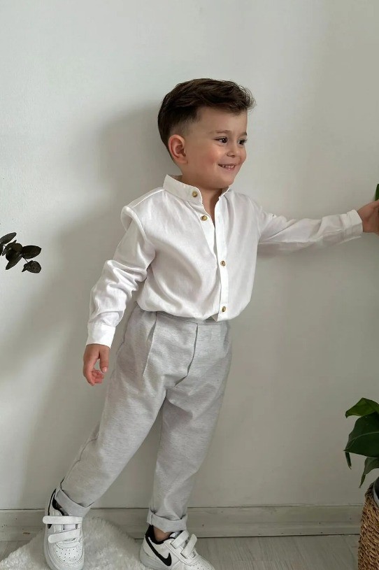 FAVORİMKİDS Gömlek Gri Renk Pantolon Alt Üst Takım 