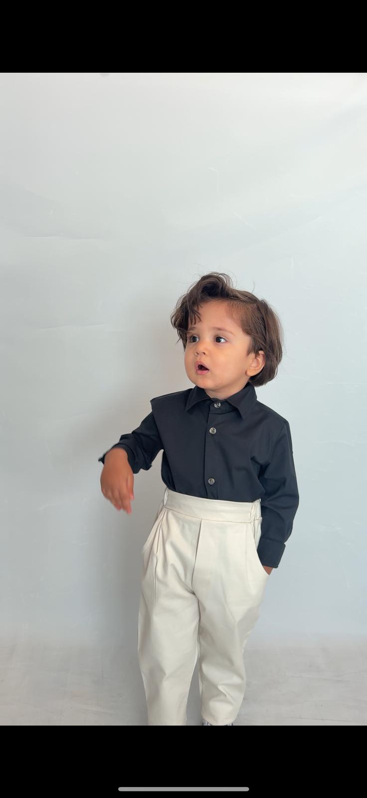 Favorimkids Bebek Çocuk siyah Krem Uzun Kollu Pantalon Gömlek Takım 1-5 yaş new4