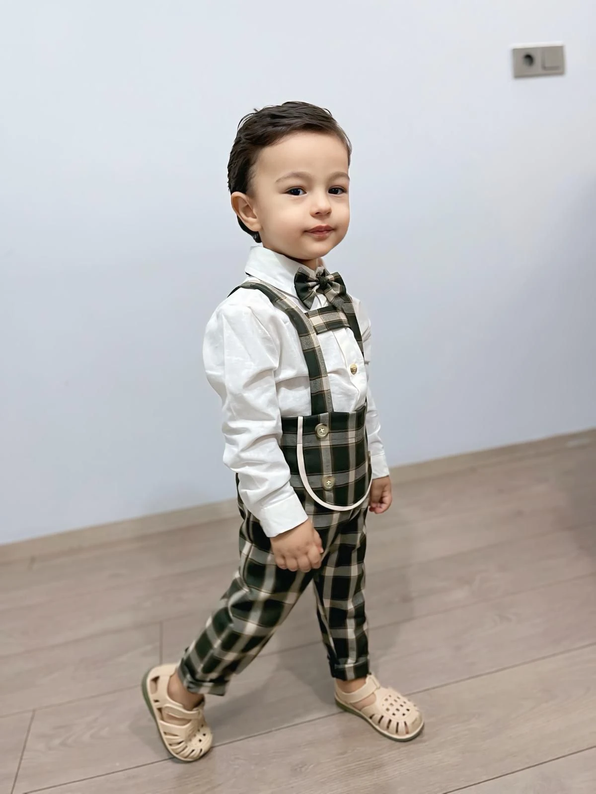 Favorimkids  Pamuklu Bebek Çocuk  Yeşil Çizgili Salopet Takım 3 lü set