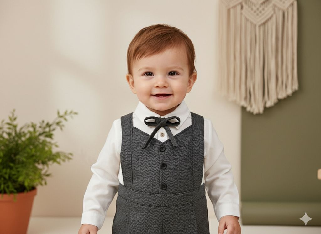 Favorimkids GRİ Tulum Yelekli Takım Pamuklu Bebek Çocuk 1-6 yaş 