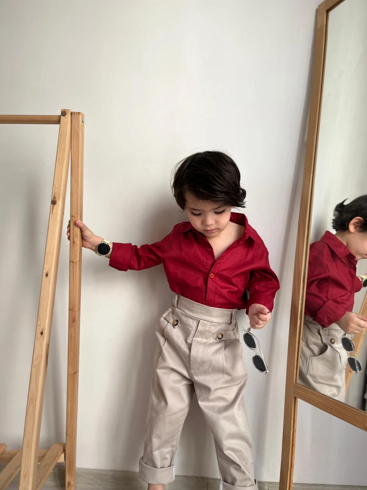 Favorimkids Yeni Premium Bordo Gömlek Takım ( Pantalon Gömlek )