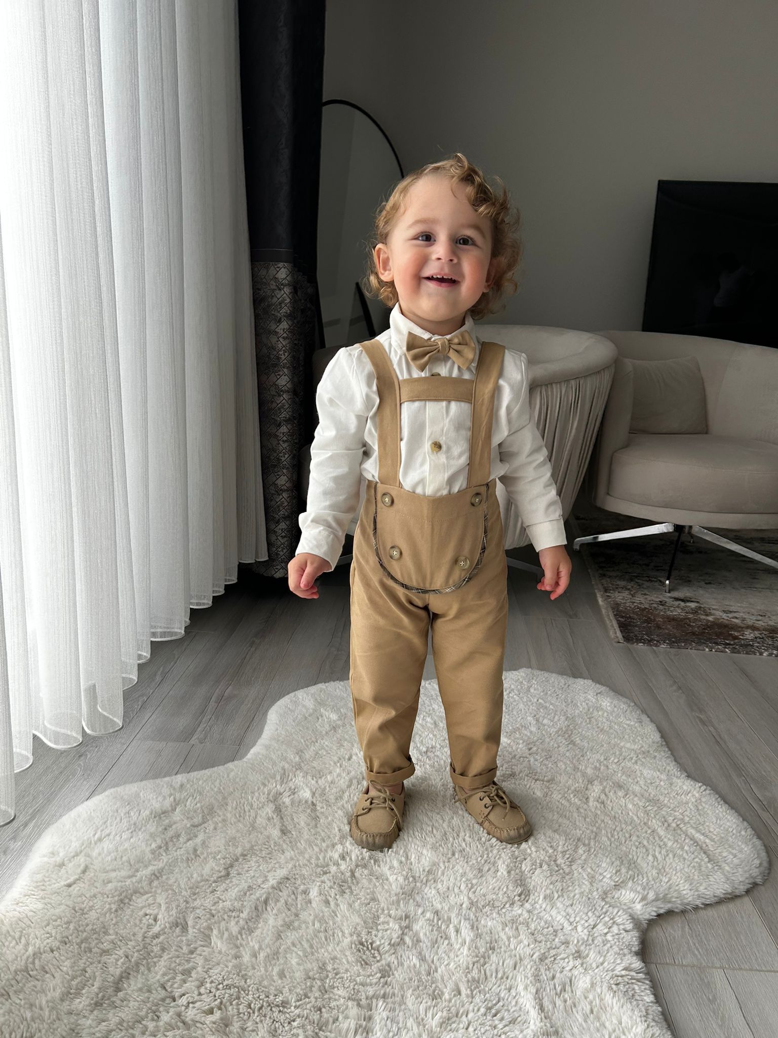 Favorimkids Salopet Takım 3 lü set Gömlek Salopet Papyon 