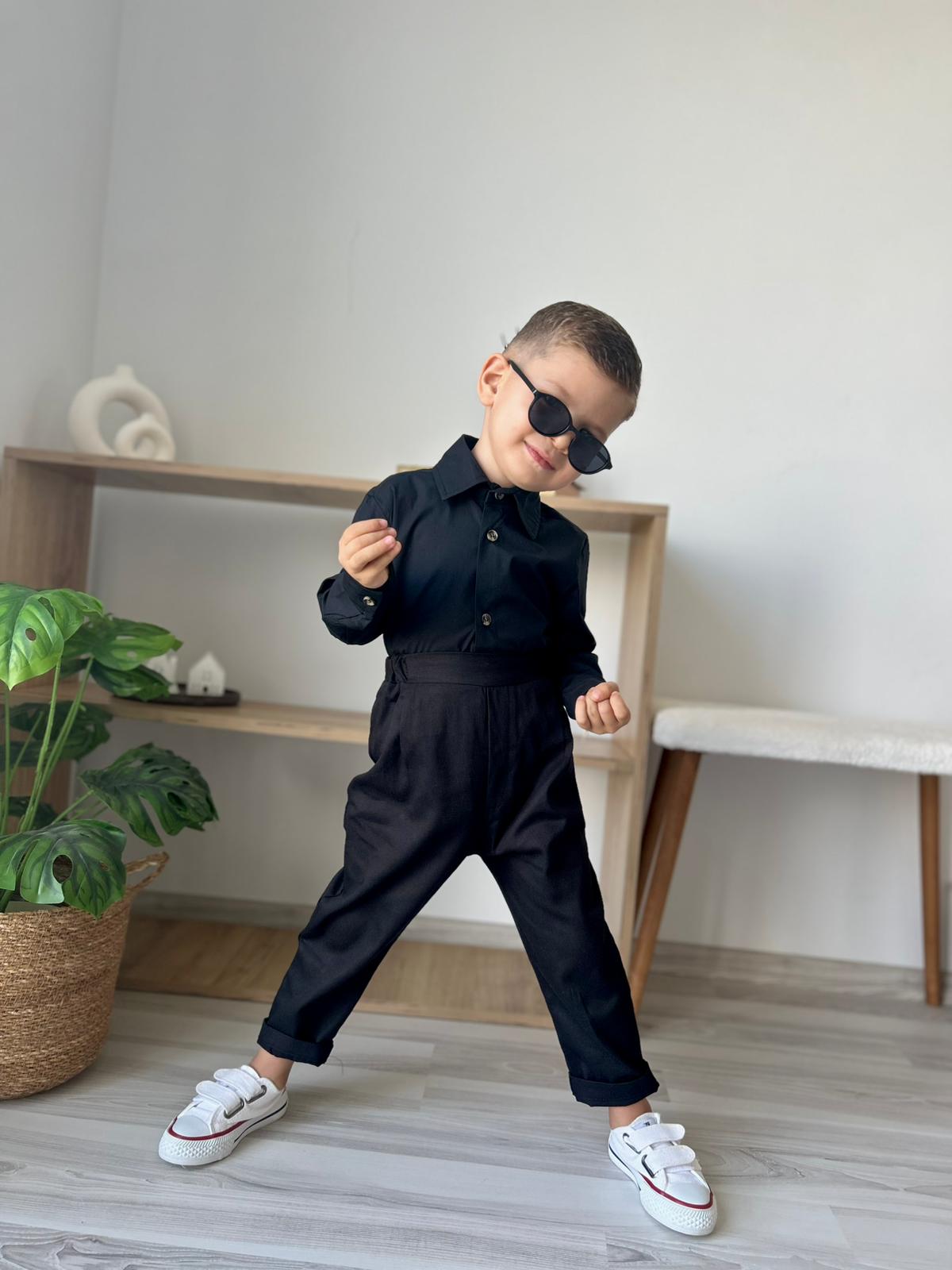 Favorimkids Bebek Çocuk SİYAH Pantalon  Gömlek Takım 1-5 yaş 